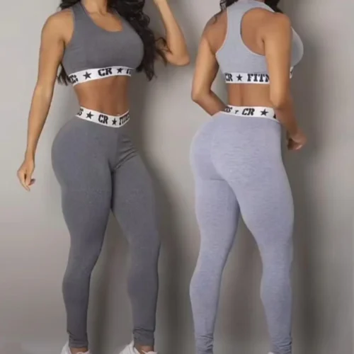 Conjunto de Legging y Top deportivo con elástico de letras