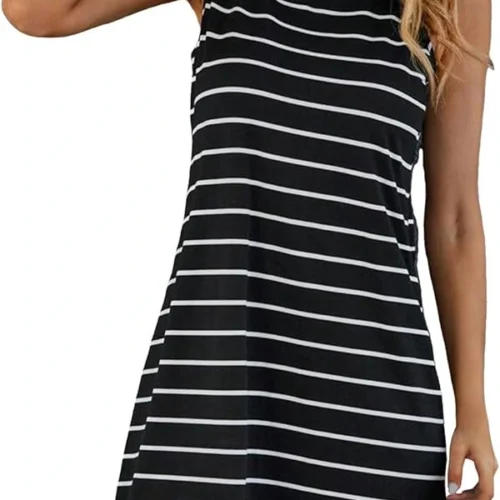 Vestido corto de franjas sin mangas